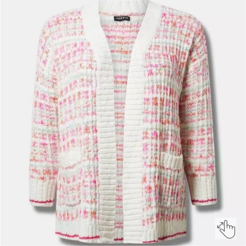 Torrid Drop Shoulder Multi Colored Cardigan- Size 3 - Picture 3 of 10